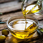 Sliced steak with olive oil